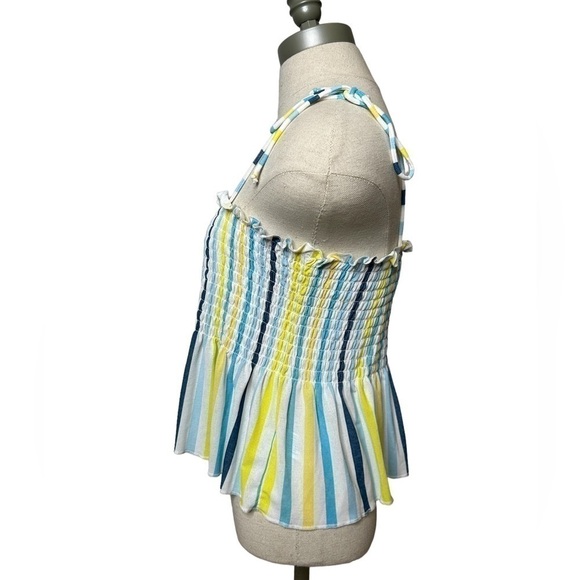 2/$30 WILD Fable Target Turquoise Striped Smocked Peplum Camisole Size Large - Picture 7 of 12